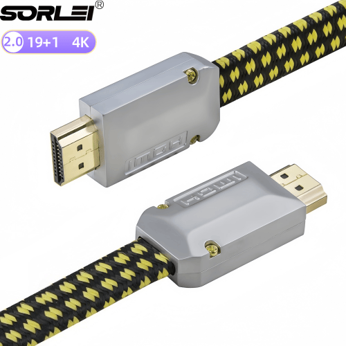 High speed 4K 3D braid flat Yellow black HDMI cable Male to Male Support 2160P Ethernet for DVD PS4 Xbox LCD HDTV Laptop