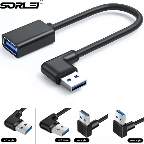 Right Left UP Down Angled USB3.0 Extension Cable Cord Flexible 90 Degree Bend Design for Multiple USB3.0 Devices