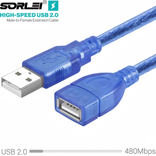 0.3M 0.5M 1M1.5M 3M 5M Blue USB 2.0 Male to Female Adapter Extension USB Data Cable