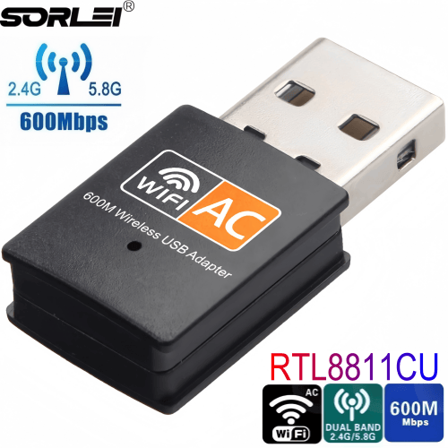 AC600Mbps RTL8811CU USB WiFi Dongle 802.11ac Wireless Network WiFi Adapter with Dual Band 2.4GHz/5Ghz for Desktop Laptop Support Windows XP/7/8/10 macOS, Linux etc