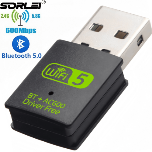 Mini Driver Free 600Mbps USB WiFi Bluetooth adapter 2 in1 dongle dual band 2.4g 5GHz USB WiFi 5 wireless  receiver for PC/Laptop/Desktop