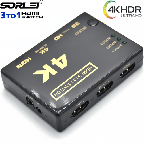 3 Port HDMI Switch Adapter nickel plating 1080P 3D 3 in 1 Out 3x1 HDMI Switcher Converter Box with IR Remote Control for PS5 PS4 Xbox Apple